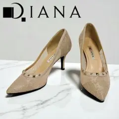 美品 DIANA パンプス スタッズ レース ブライダル シューズ 日本製