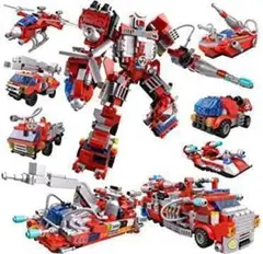 ビルディング 9 IN 1 DIY 積み木 ブロック おもちゃ 消防車