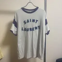 YSL サンローラン ロゴTシャツ 白×赤青M〜L相当　半袖