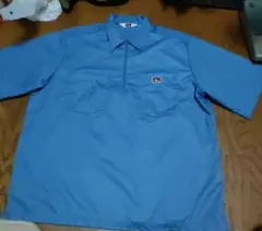 美品 BEN DAVIS ベイデイビス 青 ハーフジップ ワークシャツ