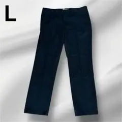 【L】黒 チノパン ノータック 防シワ加工 メンズ ｗ40 L34 通勤