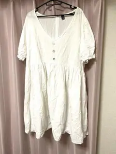 SHEIN Curve 5L ホワイト　ワンピース　コットン製