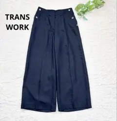 TRANS WORK✴︎トリアセテート　ワイドパンツ✴︎ネイビー　Sサイズ