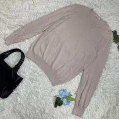 美品　グランサッソ　薄手ニット　ピンクベージュ　コットン　メンズ　48 L