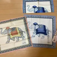 Jim Thompson 象デザイン ハンカチ 3枚セット　スカーフ　タイシルク