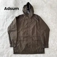 Adsum ブラウン ナイロンジャケット フード付き　Lサイズ