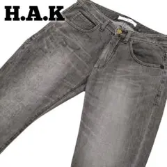 【美品】H.A.K 日本製 ローズボタン プリントジーンズ リボン サイズ2