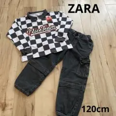 ZARAチェック柄ポロシャツとカーゴパンツ セット 130cm