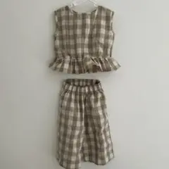 キッズ pair manon ベージュ セットアップ