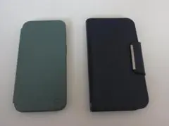 手帳型iPhone14ケース グリーン ネイビーセット