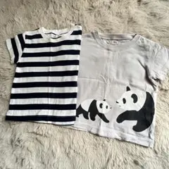 無印良品 ストライプとパンダTシャツセット 80