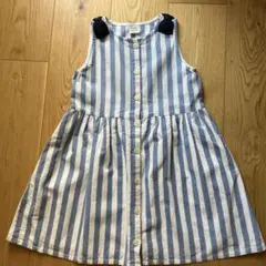 夏物　ワンピース　120 ストライプ　リボン　ブルー　pupil house