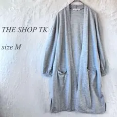 THE SHOP TK ロング長袖ラップカーディガン M グレー 827