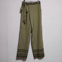 【ほぼ新品】シンプリシテェ☆麻混刺繍ワイドパンツ