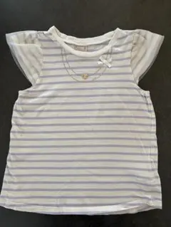 Petit main プティマイン Tシャツ 紫 ボーダー