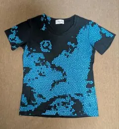 24karats 幾何学模様 半袖Tシャツ S ブラック ブルー
