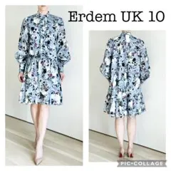 アーデムのブラック パフスリーブ レース テントドレス ピンクとブルー