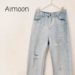 セール♪【美品】デニム ワイド ストレート ダメージ ジーパン ブルー マルイ