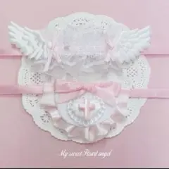 スタイ　ヘッドドレス　ぬい　ぬいぐるみ　ぬい服　十字架　天使　ピンク　バレエコア