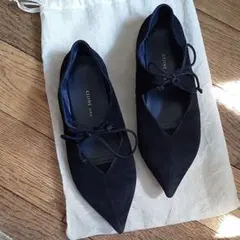 celine セリーヌ バブーシュ スエードリボンフラットシューズ