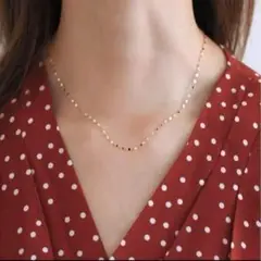 サージカルステンレス 　 シルバー　42cm 人気　ペタルチェーンネックレス