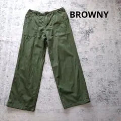 BROWNY カーキ色カーゴバンツМ　コットン100%