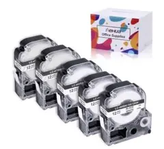 Hehua テプラテープ 12mm / 8m 5個セット 互換テプラテープ