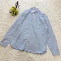H&M　長袖シャツ　（L）　青系　綿　レギュラーフィット　オフィス　羽織り