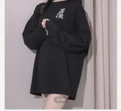 pium Heart padlock オーバーサイズロングTシャツ ブラック