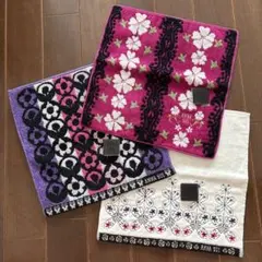 未使用　ANNA SUI タオルハンカチ3枚セット　アナスイ　花柄　蝶　刺繍