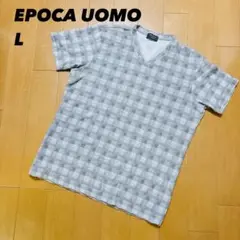 EPOCA UOMO チェック柄 Vネック Tシャツ L