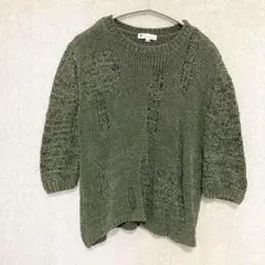 美品✦ville d'azur シルクニットセーターLグリーン 絹85％ 日本製