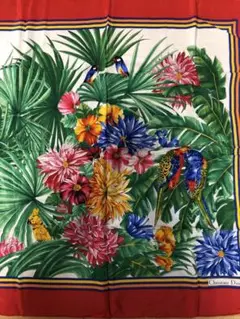 Christian Dior 大判スカーフ 花柄 シルク タグ有り