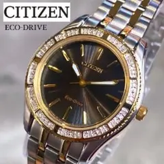 定価6.5万円【シックな黒×24粒ダイヤ!】新品CITIZENレディース腕時計