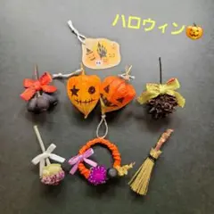 ミニチュア　ドライフラワー　ハロウィン　木の実　　ミニリース　スワッグ