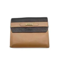 【LOEWE】ロエベ ベラスケス Wホック財布 ツイスト金具 レザー 茶色 Q7