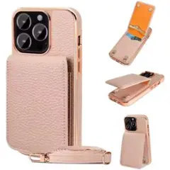 【新品未使用】本革ショルダー付きiPhone16ケース ピンク