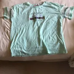 ミントグリーン Tシャツ シアー袖付き