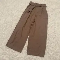 UNIQLO ユニクロ　リネン　パンツ　ゆったり　太め　ブラウンベージュ　M