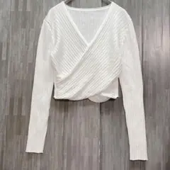 グレイル　カシュクール ショート丈 リブニット　白　M