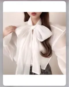 【 タイムセール 】GRL ケープボウタイ付きオーガンジーブラウス