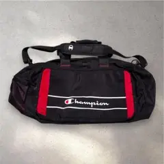 Champion チャンピオン ボストンバッグ 黒×赤 ロゴ入り 大容量