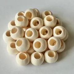 12mm/穴6mm ナチュラルウッドビーズ 30個 木製 大穴