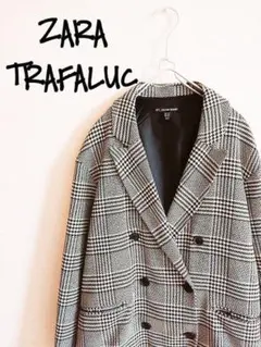 D220215 ZARA TRF チェック柄 ダブルテーラードジャケット