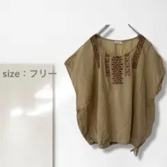 t2【一点物】刺繍ブラウス/美品 ドルマン ボヘミアン ゆったり 楽