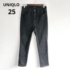 4445ユニクロ【美品】ヒートテック黒デニムパンツ　　ストレッチ　ジーンズ　25