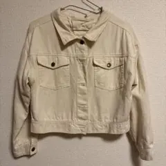【最終価格！最終販売】クリーム色　クロップドジャケット　綿100％
