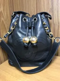 CHANEL シャネル ラムスキン巾着チェーンショルダー