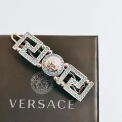 【新品未使用】VERSACE クリスタルヘアクリップ グレカ メデューサ 90_1006571-