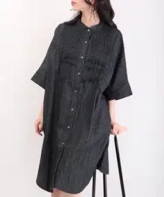 新品タグ付き　ubasoku ウバソク　ピンタック　デニムワンピース　ブラック